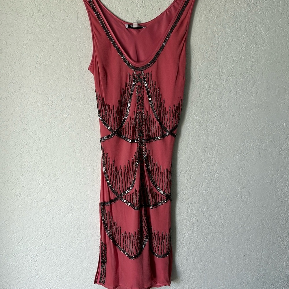 Vintage beaded dusky rose, silk dress.  STUNNING 🌸🌺
